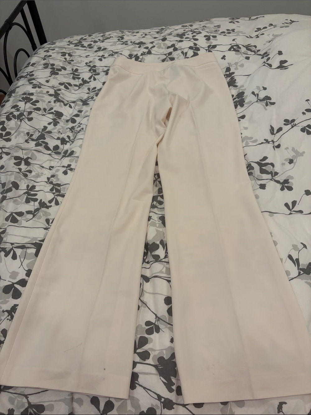 Cream Wide-Leg Pull-On Pants